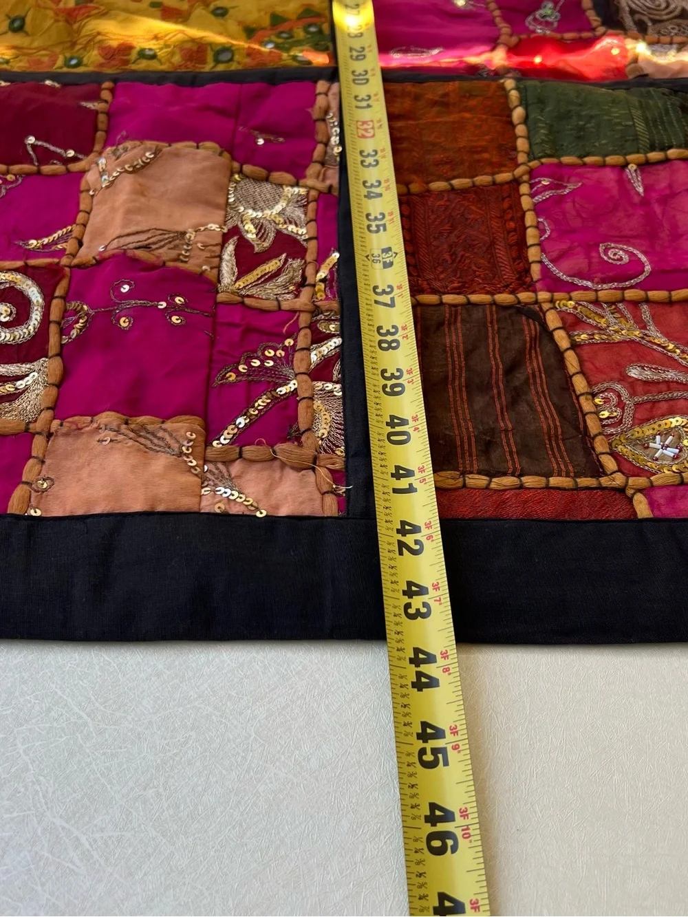 Vintage Pier 1 Patchwork Boho Embroidered Wall Hanging Art